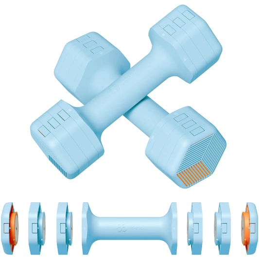 HXD-ERGO Adjustable Dumbbells Set- 2 lb 3lb 4lb 5lb Free Weights Set for Home Gym Equipment Workouts Strength Training for Women Men（Blue）